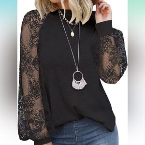 NWT MIHOLL Women’s Long Sleeve Lace Ribbed Shirt